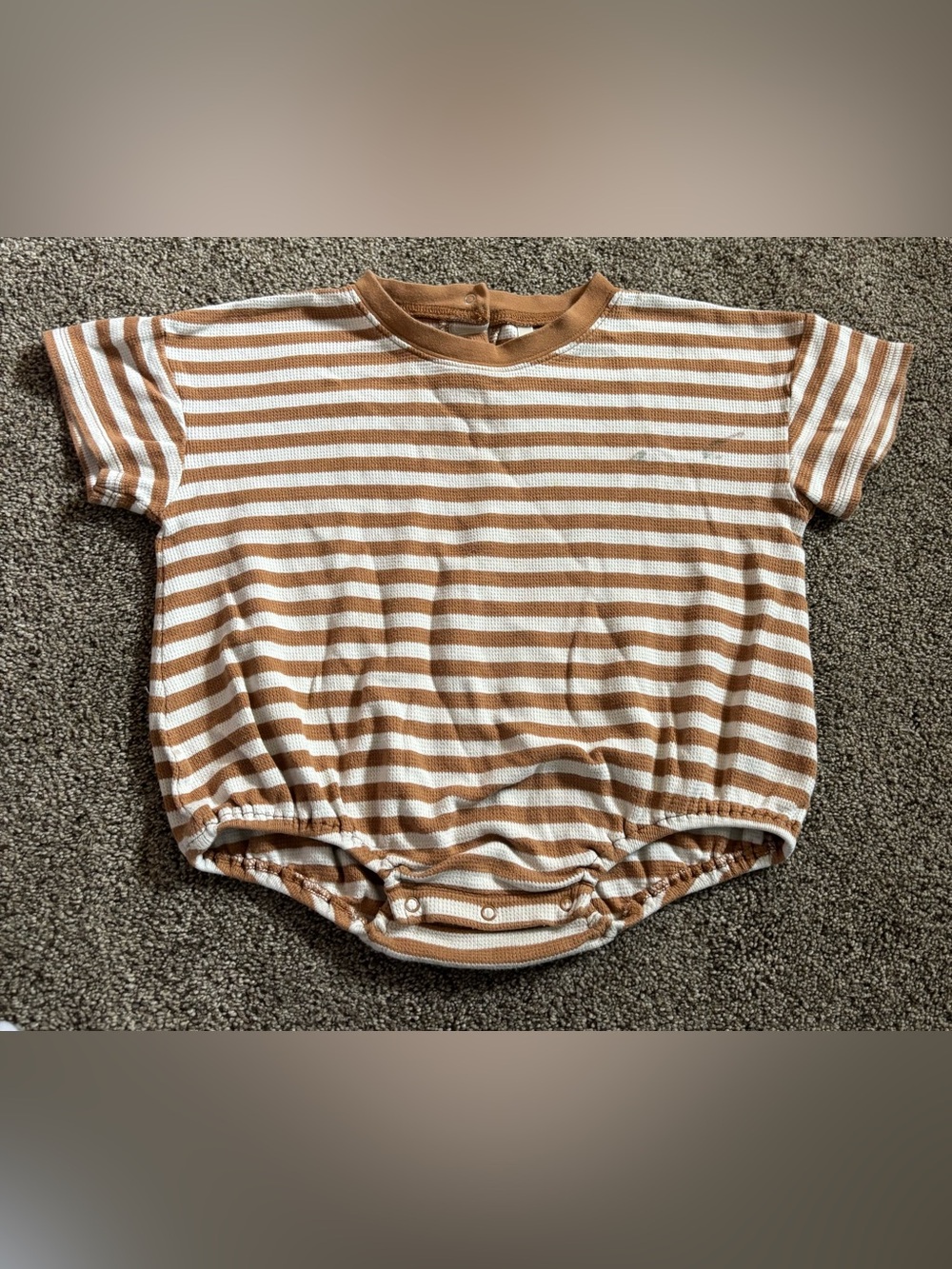 Rylee + Cru Tan and White Striped Baby Footie